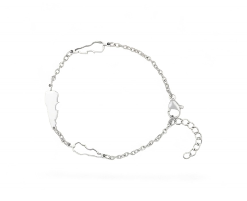 WhatsApp_Image_2026-06-23_at_10.11.54_AM_2_c92f9adf-7ab6-457b-8af7-5c318f0234c0 Lebanon Map Bracelet — Silver Stainless Steel - Image 1