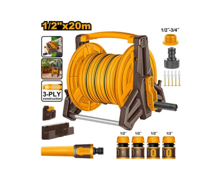 White Background Design (15) Garden Hose Reel Set INGCO - Image 1