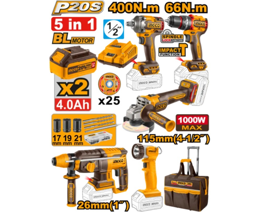 White Background Design (16) Cordless Power Tool Combo INGCO - Image 1