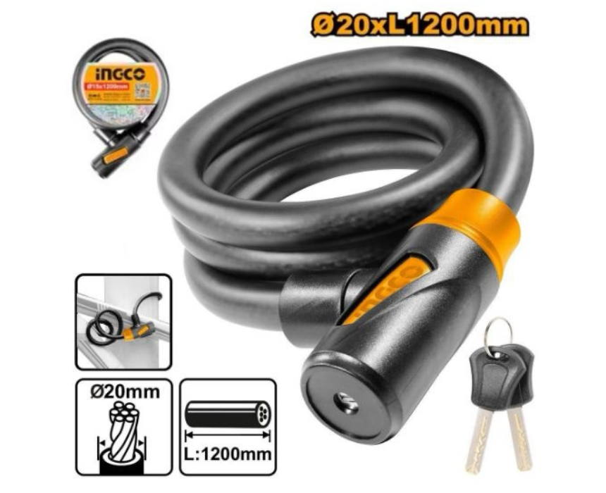 White Background Design (20) Bicycle Lock Keyed INGCO - Image 1