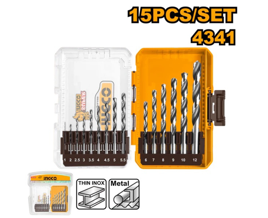 White Background Design (23) Metal Drill Bits Set INGCO - Image 1