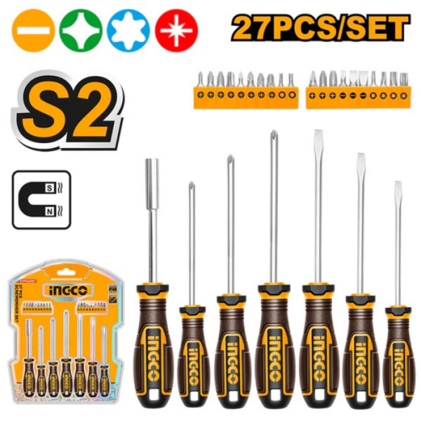 Screwdriver Set Rubber Grip INGCO