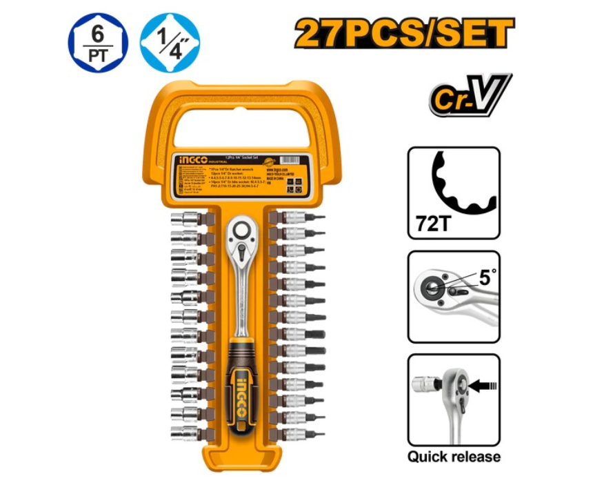 White Background Design (32) Socket Wrench Set INGCO - Image 1
