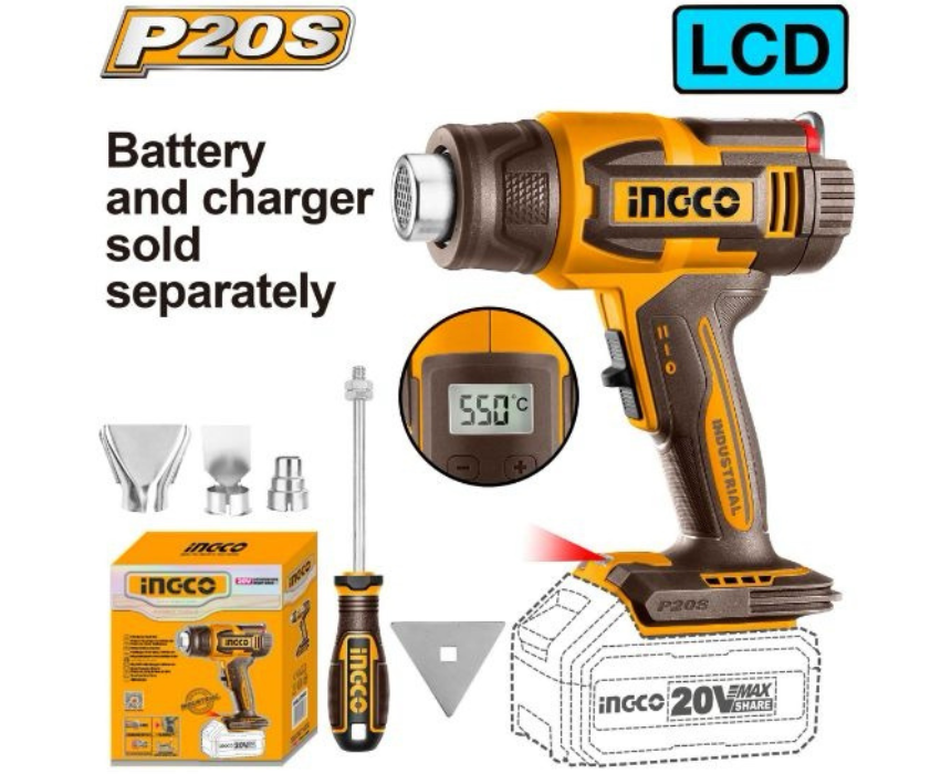 White Background Design (35) Cordless Heat Gun INGCO - Image 1