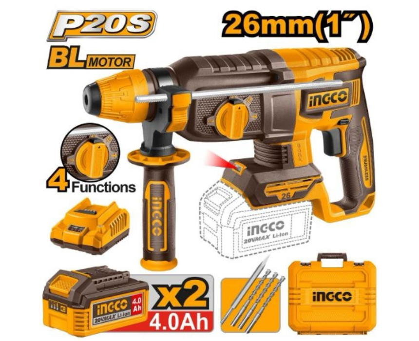 White Background Design (40) Cordless Rotary Hammer INGCO - Image 1
