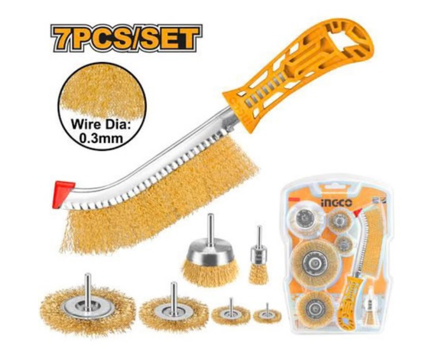 White Background Design (41) Wire Brush Set INGCO - Image 1