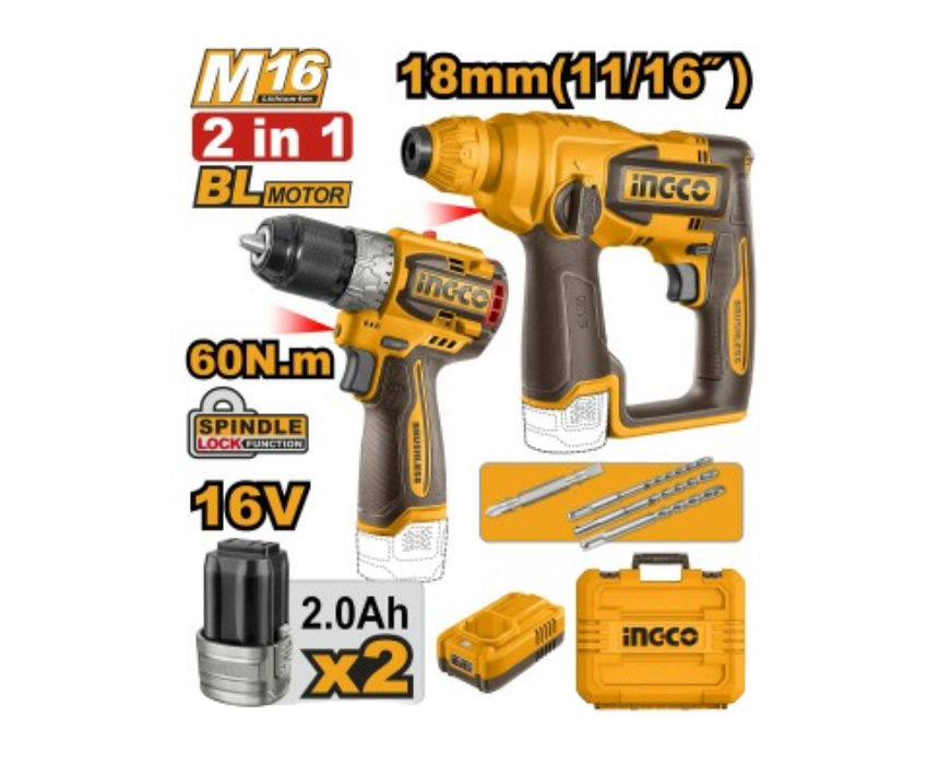 White Background Design (46) Cordless Drill Kit INGCO - Image 1