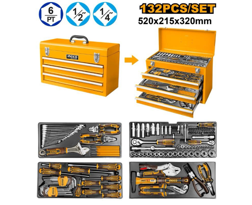 White Background Design (54) Tool Chest Set INGCO - Image 1