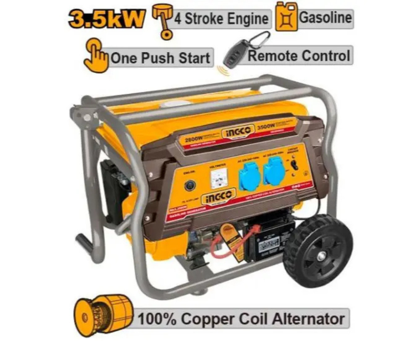White Background Design (59) Gasoline Generator Remote Control INGCO - Image 1