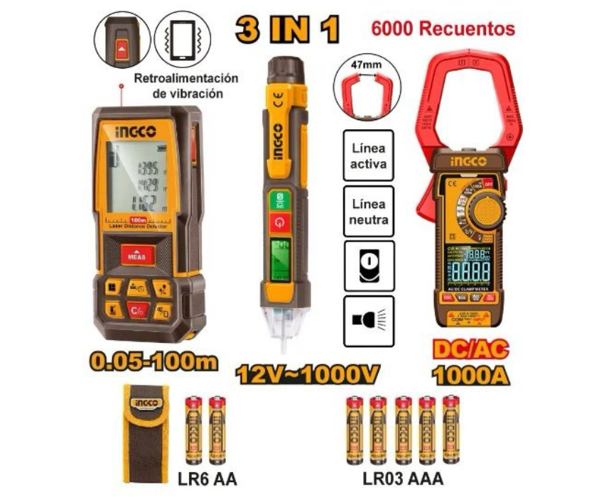 White Background Design (64) Laser Measuring Tool Kit INGCO - Image 1