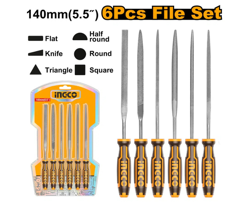 White Background Design (79) Metal File Set INGCO - Image 1