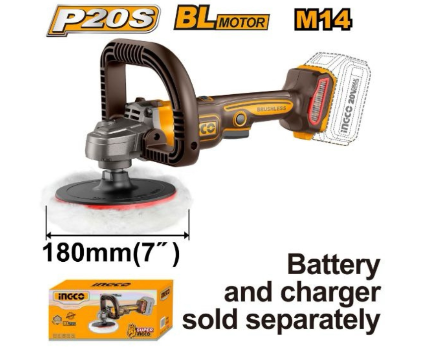 White Background Design (85) Cordless Polisher Brushless INGCO - Image 1