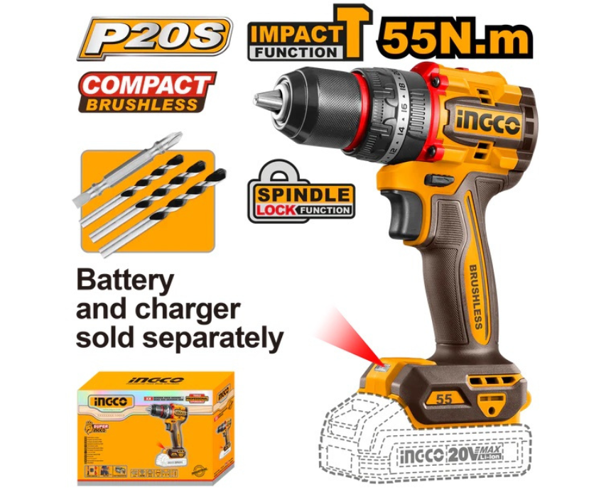 White Background Design (87) Cordless Drill Brushless INGCO - Image 1