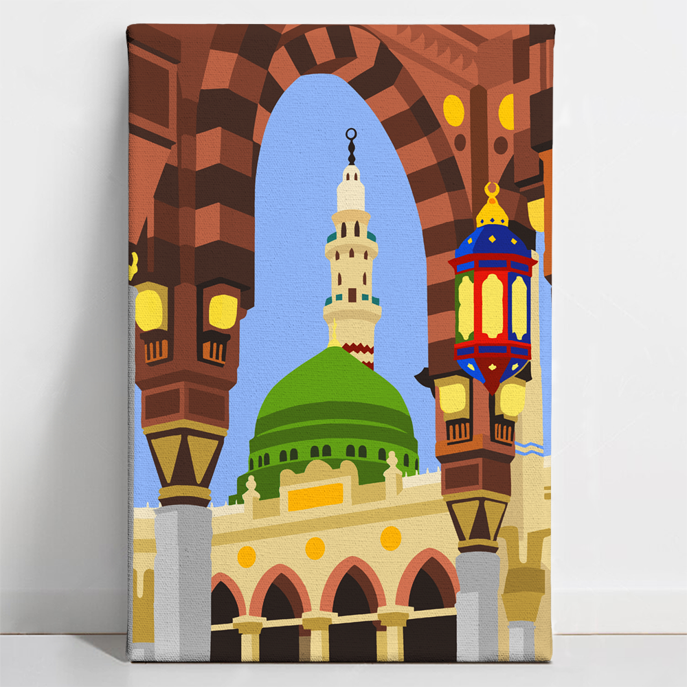 al_madina_main_display Sacred Mosque of Medina - Paint By Numbers Kit