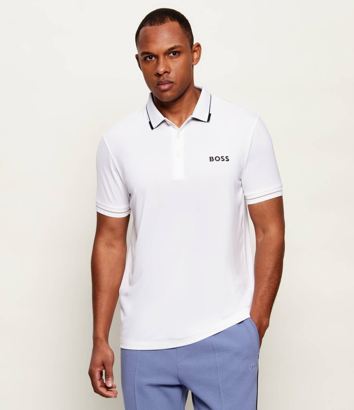 fot1-fot2-bg262m000036104000l-22555 Boss - White Slim-Stretch Polo Paul Pro