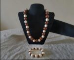 Bronze Pearl Beige Necklace - Image 