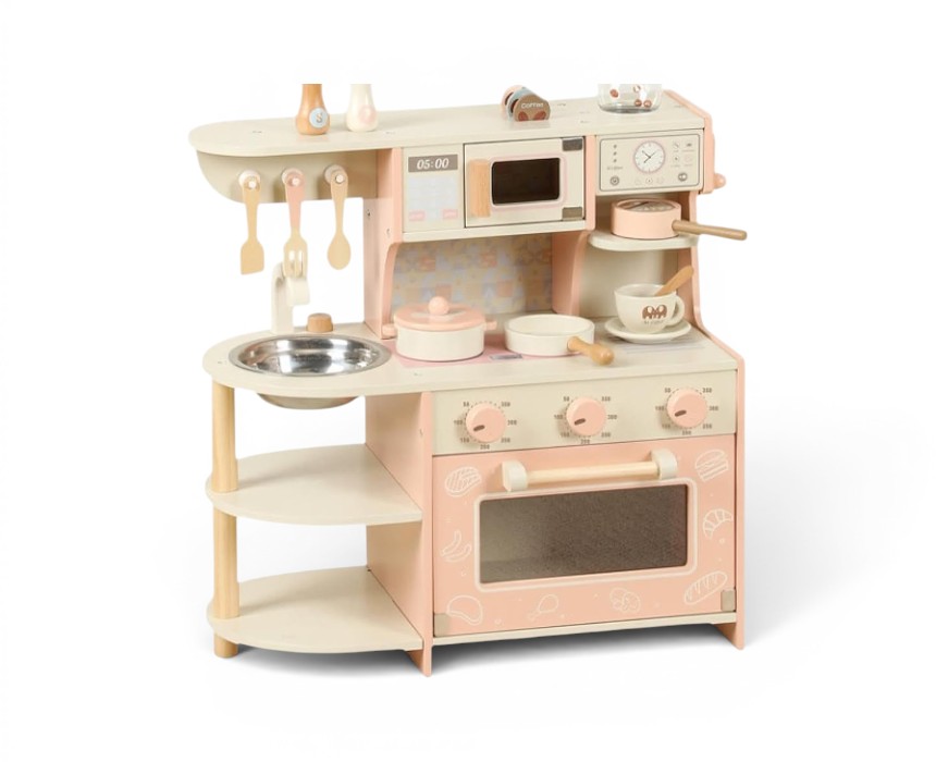 image - 2026-07-14T145222.518 Wooden Kids Pretend Play Kitchen - Image 1