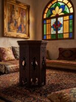 Hand-Carved Damascus Style Miniature Accent Table - Image 