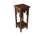 Hand-Carved Two-Tier Damascus Style Pedestal Table - Image 