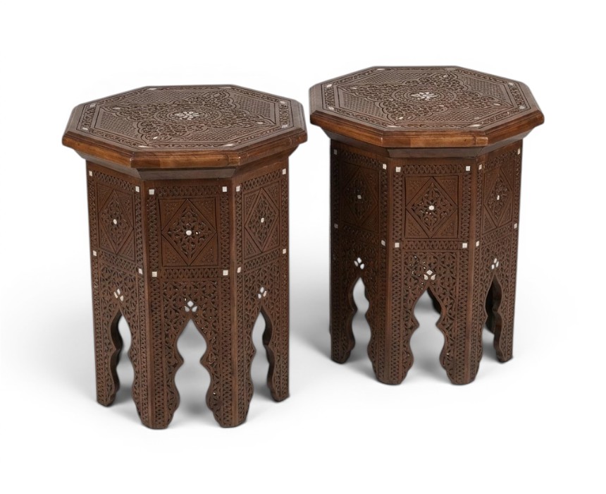 image - 2026-07-17T002244.193 Vintage Handcrafted Damascus Style Side Tables | Set of 2 - Image 1