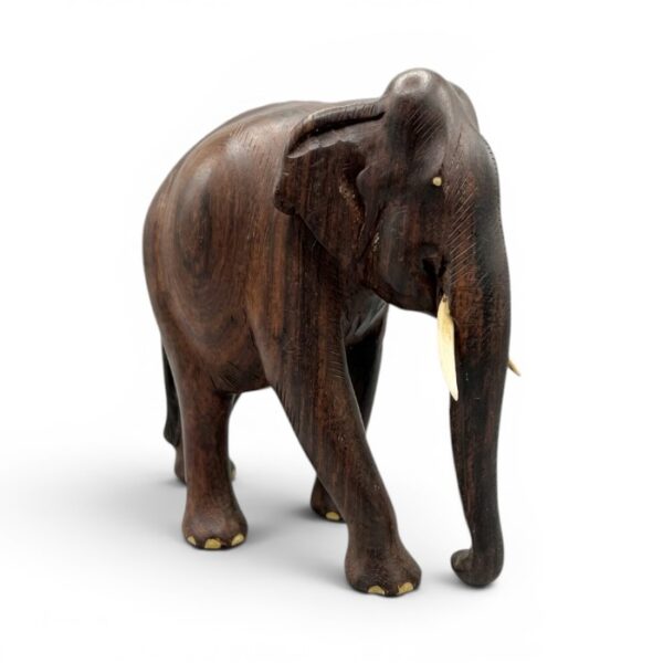 Hand-Carved Solid Wood Elephant Sculpture