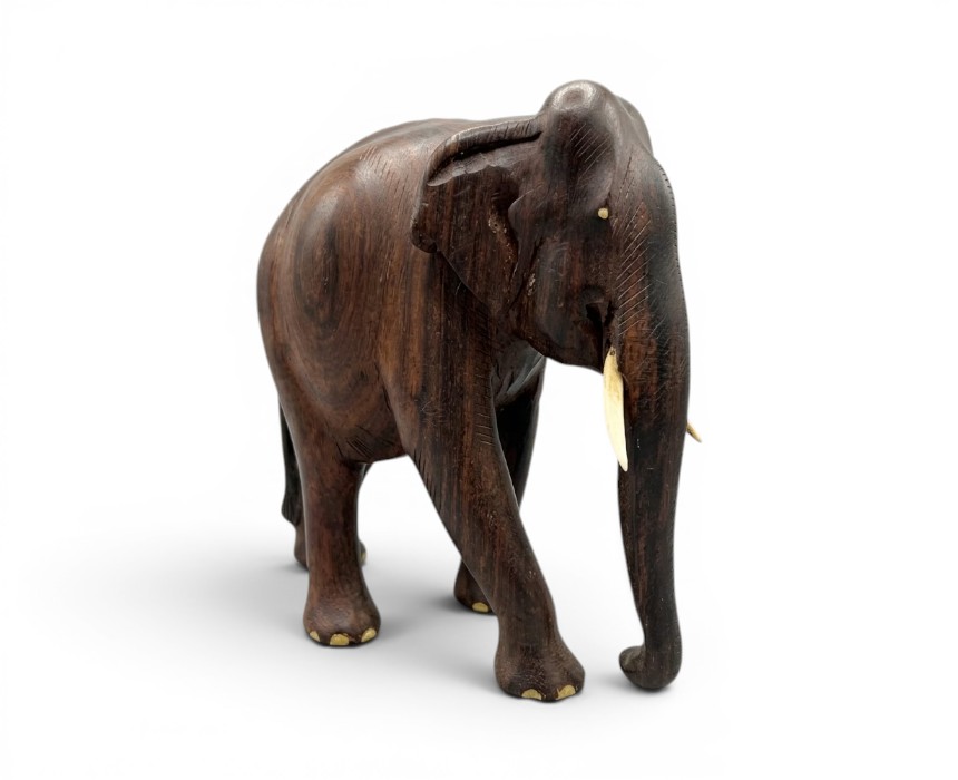 image - 2026-07-17T003209.935 Hand-Carved Solid Wood Elephant Sculpture - Image 1