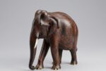 Hand-Carved Solid Wood Elephant Sculpture - Image 