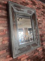 Vintage Blue Wooden Mirror Frame – Original Patina Finish - Image 