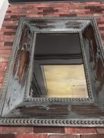 Vintage Blue Wooden Mirror Frame – Original Patina Finish - Image 