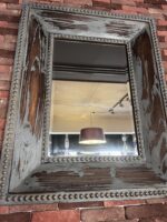 Vintage Blue Wooden Mirror Frame – Original Patina Finish - Image 