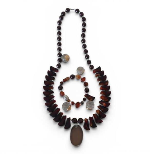 Brown Artizana Women's Handmade Necklace Bracelet Set