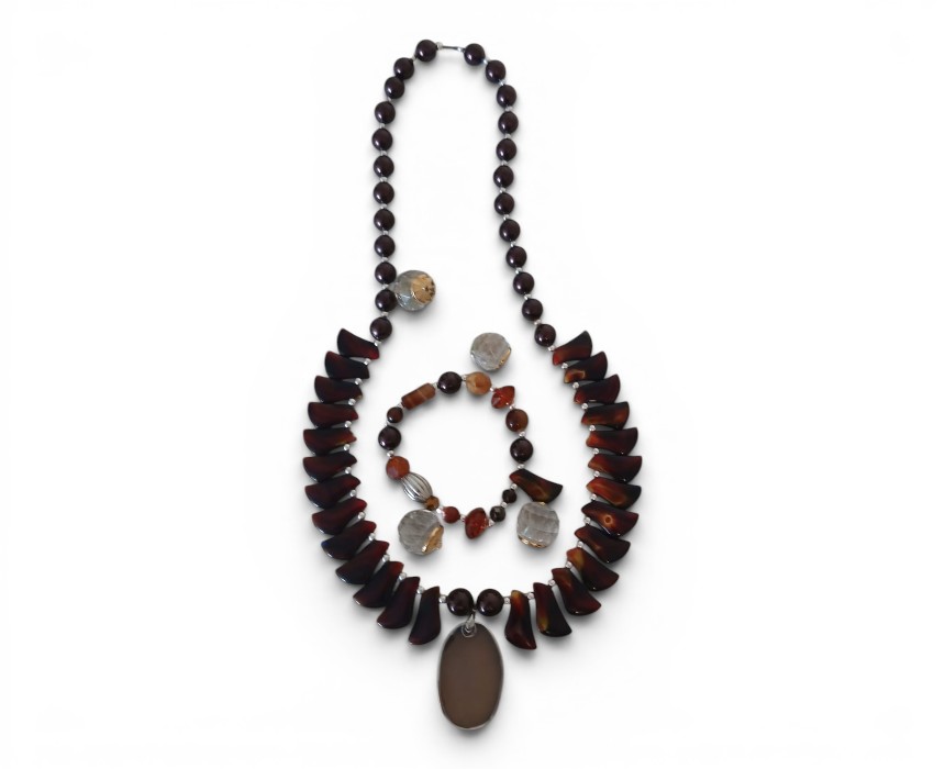image - 2026-07-17T120441.571 Brown Artizana Women's Handmade Necklace Bracelet Set - Image 1