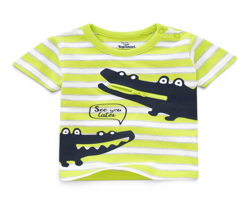 image - 2026-07-23T141222.350 Topomini Lime Crocodile Striped Summer T-Shirt - Image 1