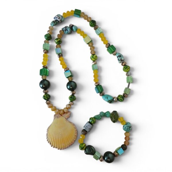 Yellow Shell Handmade Necklace Bracelet Set