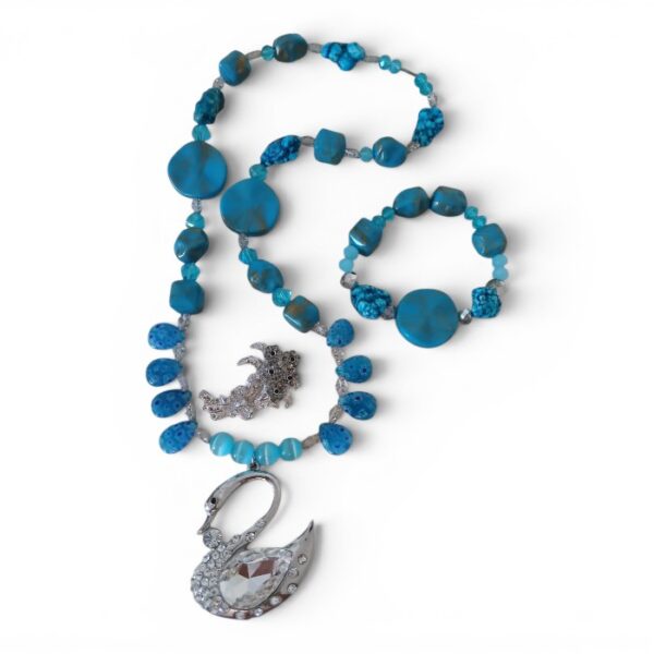 Silver Duck Handmade Necklace Bracelet Set