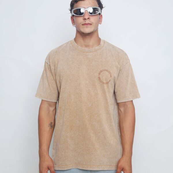 Acid Washed Unisex Tee - Beige