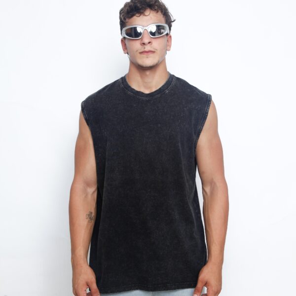 Acid Washed Tank Top - Black