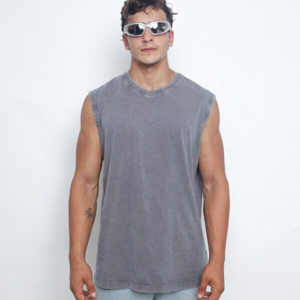 Acid Washed Tank Top - Bluish Gray