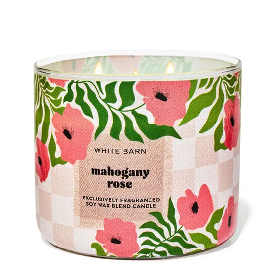 Bath And Body Work White Barn Mahogany Rose 3 Wick Candle