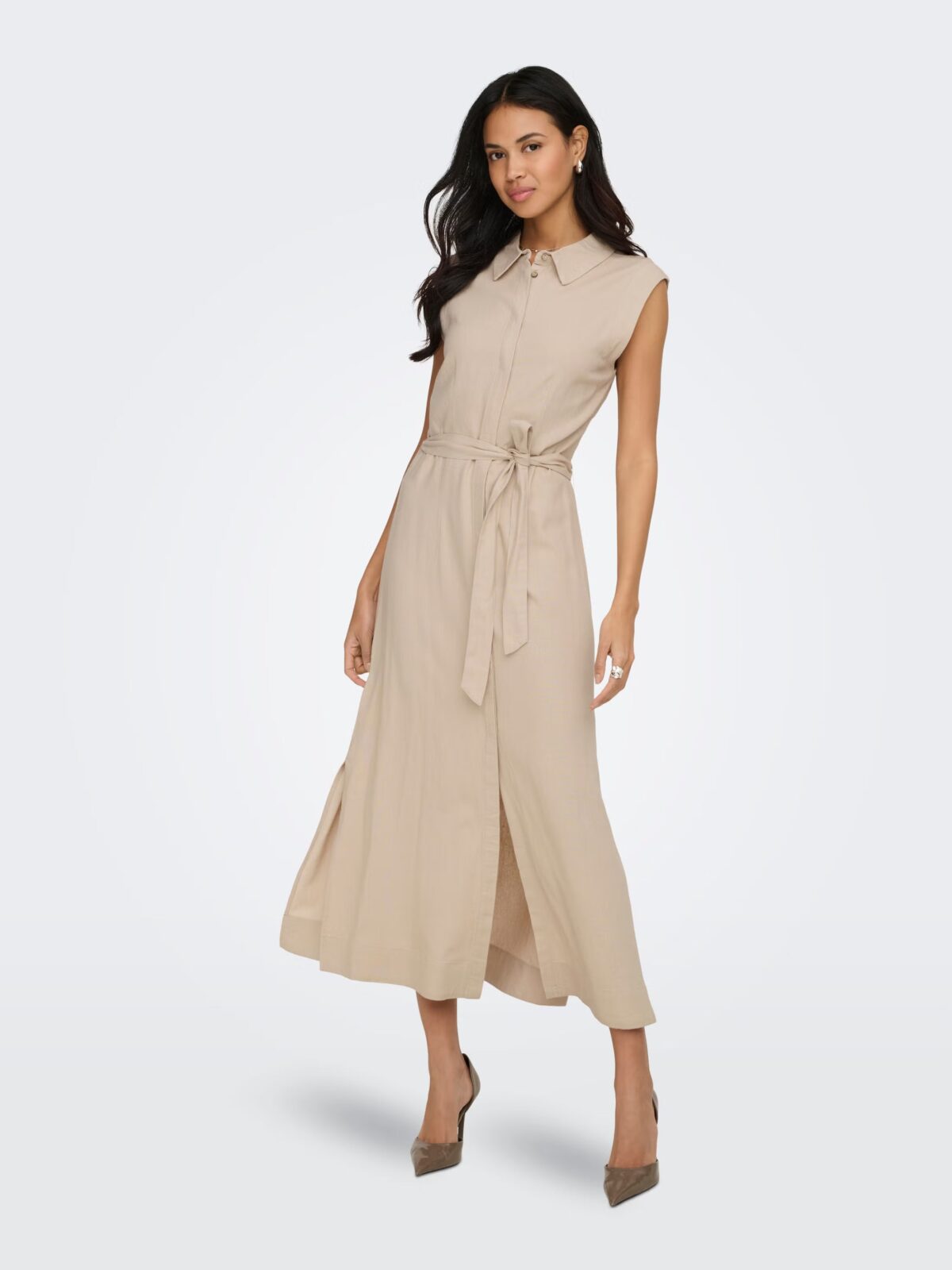 only-onlgoasllinenblshirtdressccpnt-grise_4 Only - ONLGOA Linen Long Dress