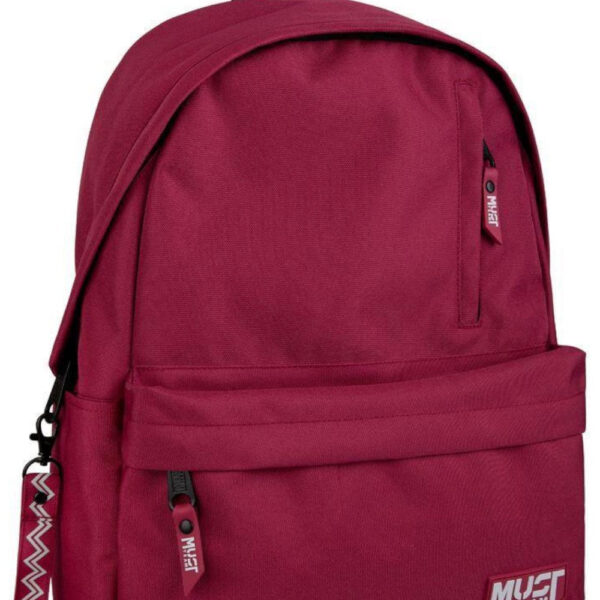 Backpack Must Team Monochrome Classic Burgundy with Grey 1 Main Compartment