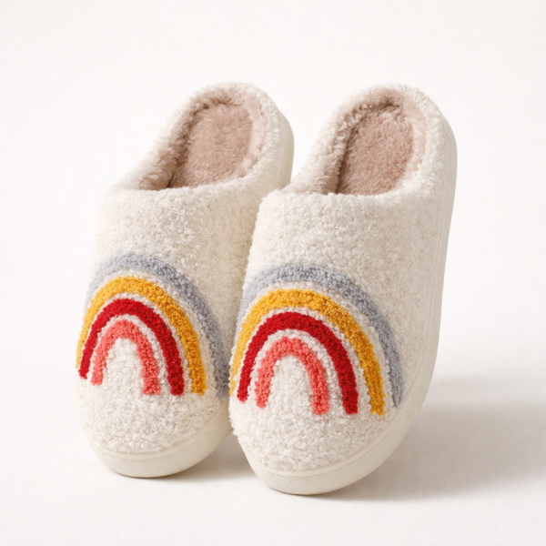 A. Chenille Slippers: Asthetic Rainbow