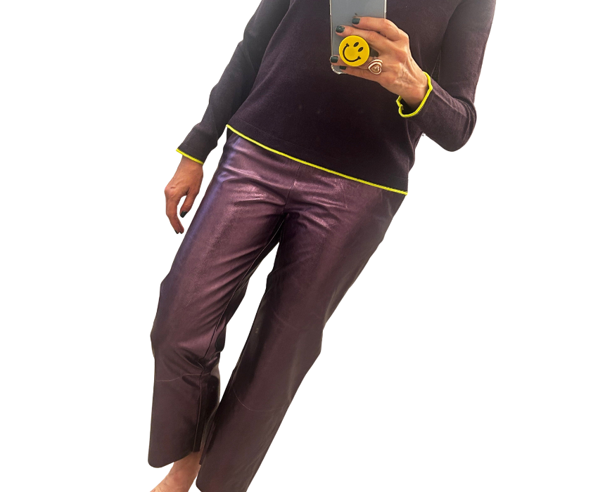 1 Purple Metallic Warm Pant - Image 1