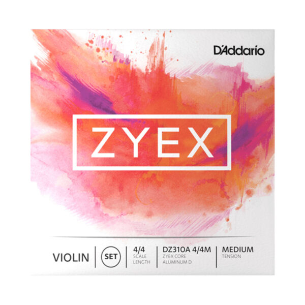 D’addario DZ310A ZYEX VIOLIN String Set with Aluminum D, 4/4 Scale, Medium Tension