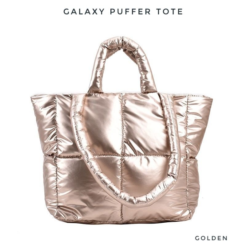 1000798504 Galaxy Puffer Tote: Golden