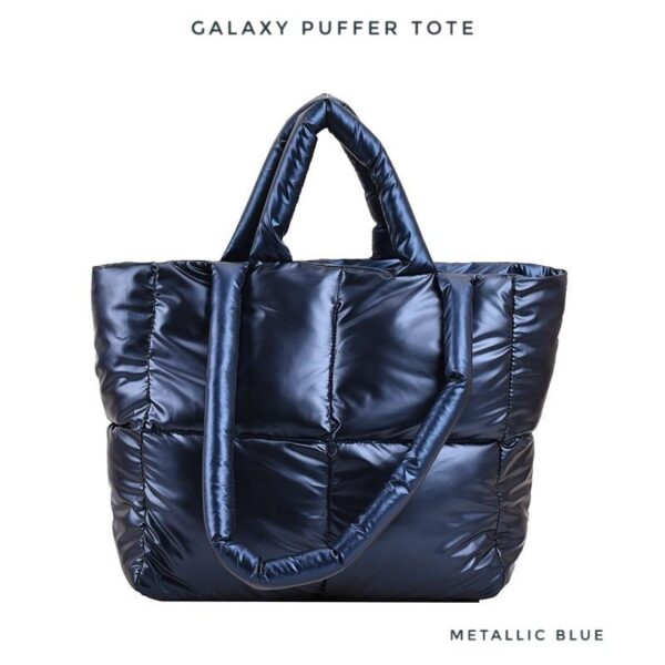 Galaxy Puffer Tote: Metallic Blue