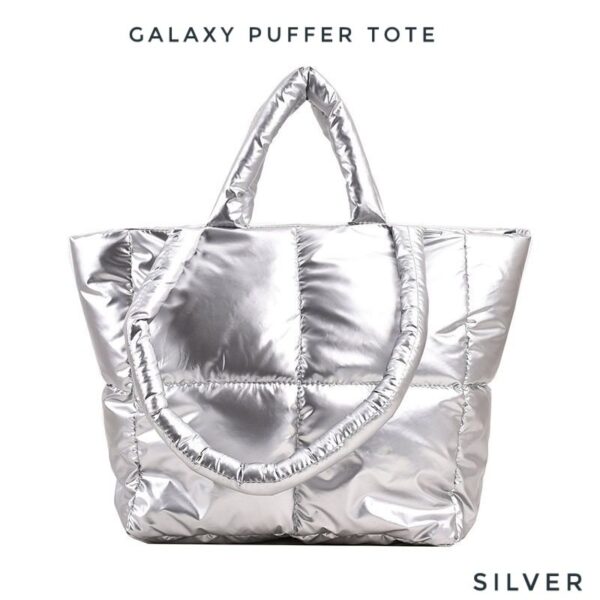 Galaxy Puffer Tote: Metallic Silver