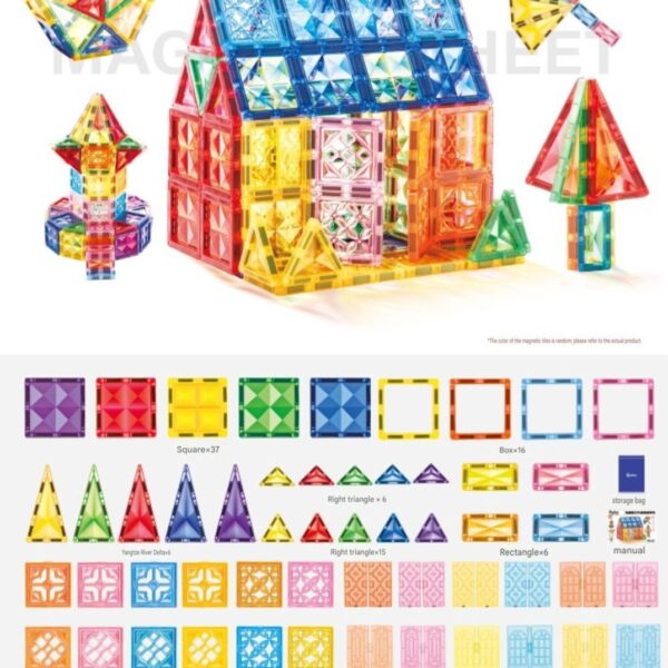Dazzling Diamond Surface Magnetic Tiles (108 PCS) 5x5cm