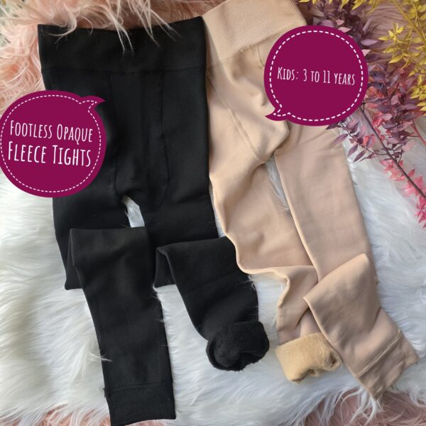 Kids: Footless Opaque Fleece Tights