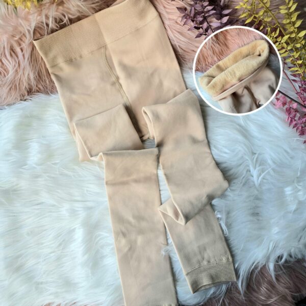Adults: Footless Warm Fleece Opaque cream Tight